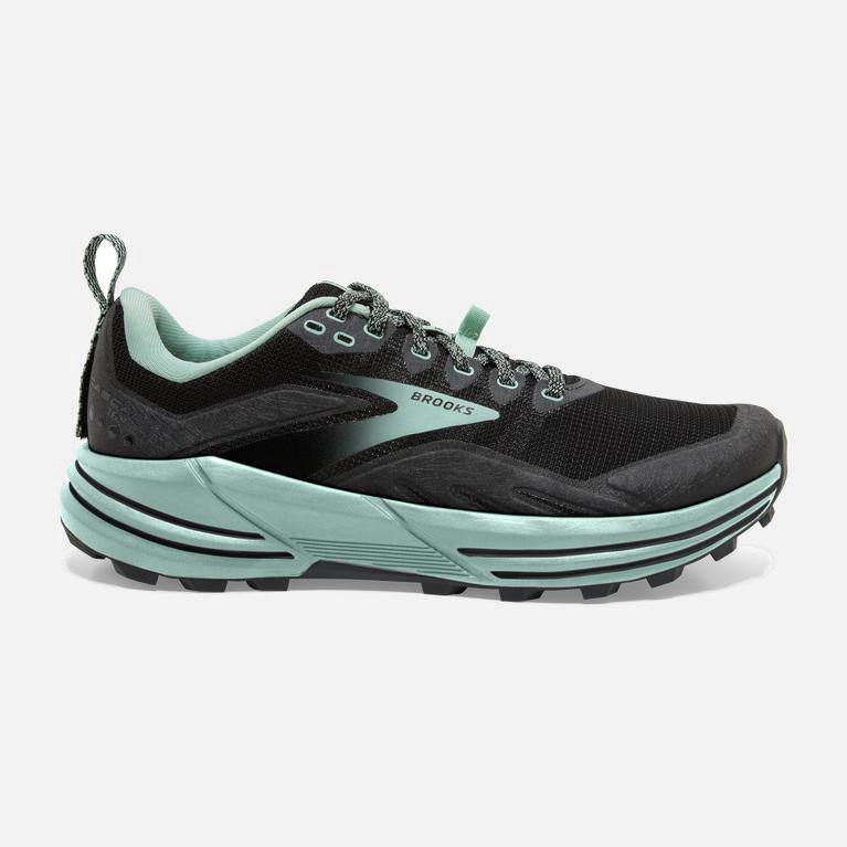 Brooks Cascadia 16 NZ - Women's Flexible Trail Running Shoes - Black/Ebony/grey Charcoal/Yucca/PaleT